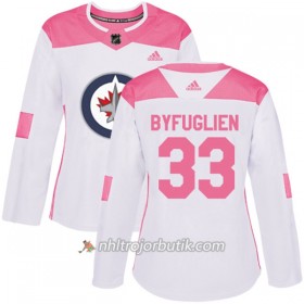 Dame Ishockey Winnipeg Jets Tröja Dustin Byfuglien 33 Adidas 2017-2018 Vit Rosa Fashion Authentic